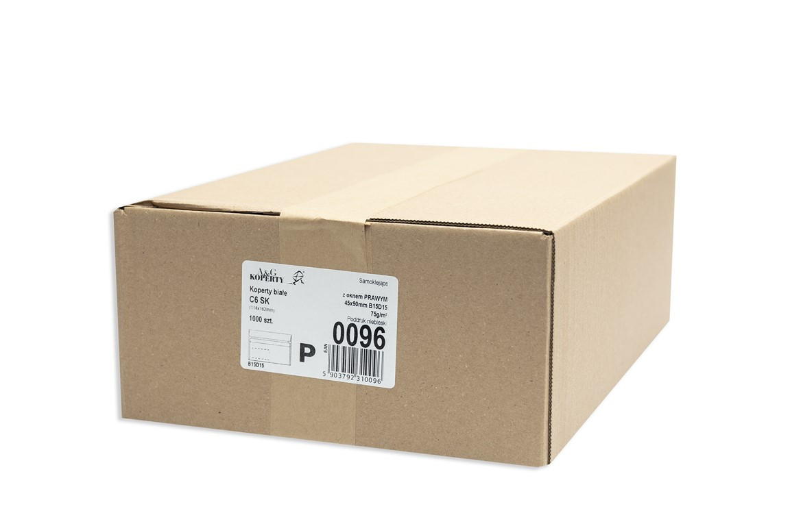 Koperta C6 biała SK okno prawe 1000szt.